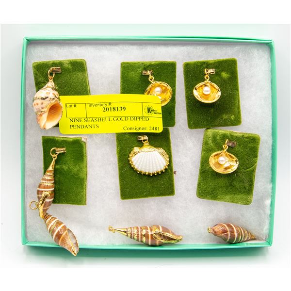 NINE SEASHELL GOLD DIPPED PENDANTS