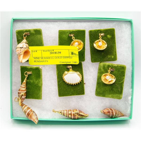 NINE SEASHELL GOLD DIPPED PENDANTS