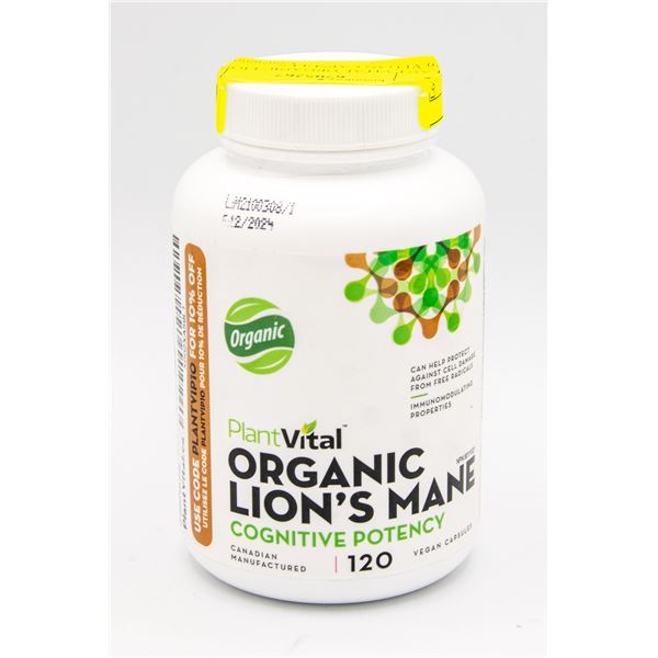 PLANT VITAL ORGANIC LIONS MANE 120 VEGAN CAPSULES