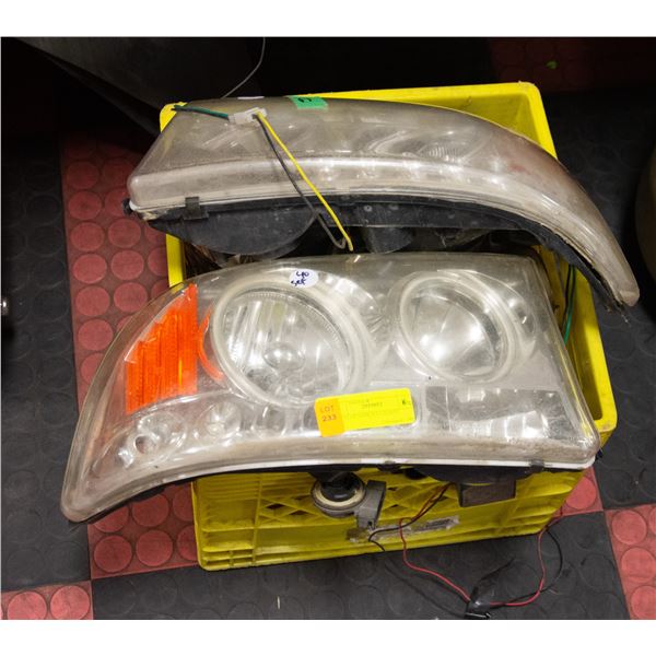 CRATE OF VEHICLE LIGHTS