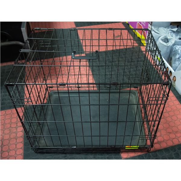 BLACK METAL PET KENNEL WITH BOTTOM TRAY