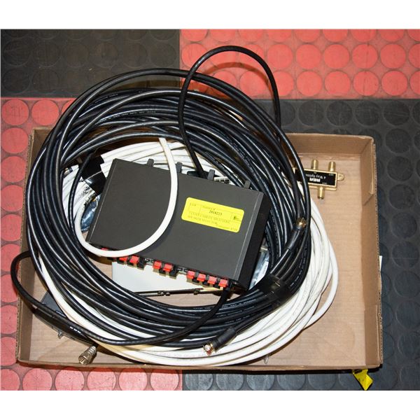 2 COAX CABLES, SPLITTERS, SPEAKER SELECTOR,