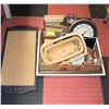 Image 1 : FLAT CONTAINING MISC ITEMS & ASSORTED SIZE FRAMES