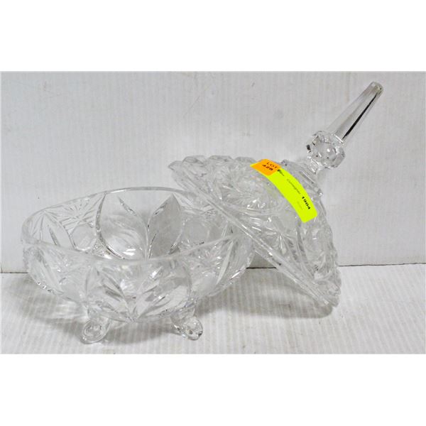 PIN WHEEL CRYSTAL LIDDED CANDY DISH