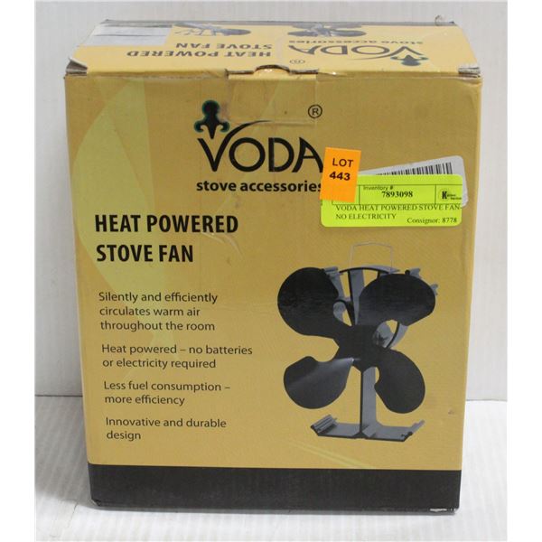 VODA HEAT POWERED STOVE FAN - NO ELECTRICITY