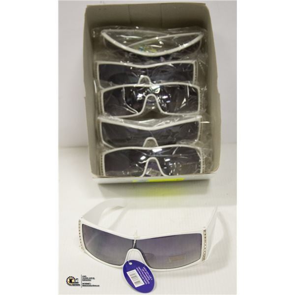 6 PAIRS OF WHITE RETRO SUNGLASSES