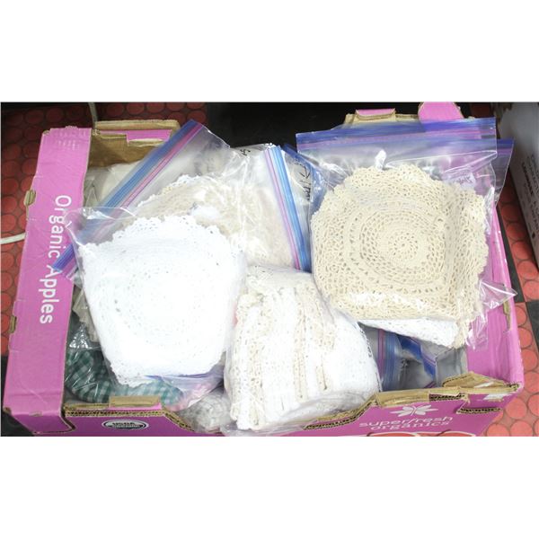 LARGE LOT OF CROCHET DOILIES AND TABLE CLOTHES