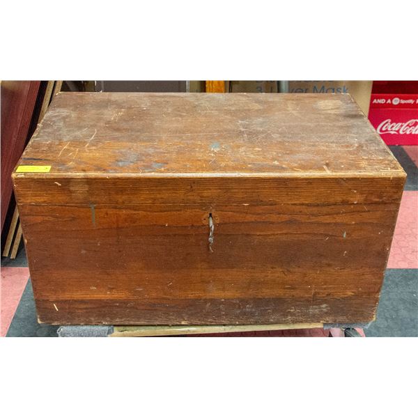 LOCKING WOODEN TOOL CHEST WITH CONTENTS