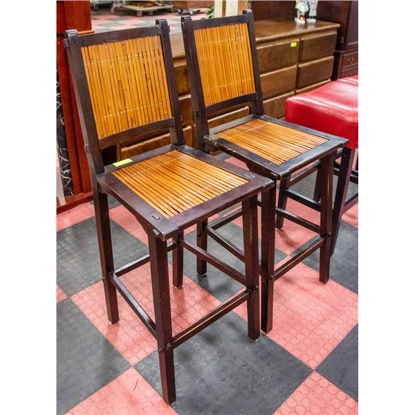 PAIR OF BAR STOOLS - TIKI STYLE - SEAT H-29"