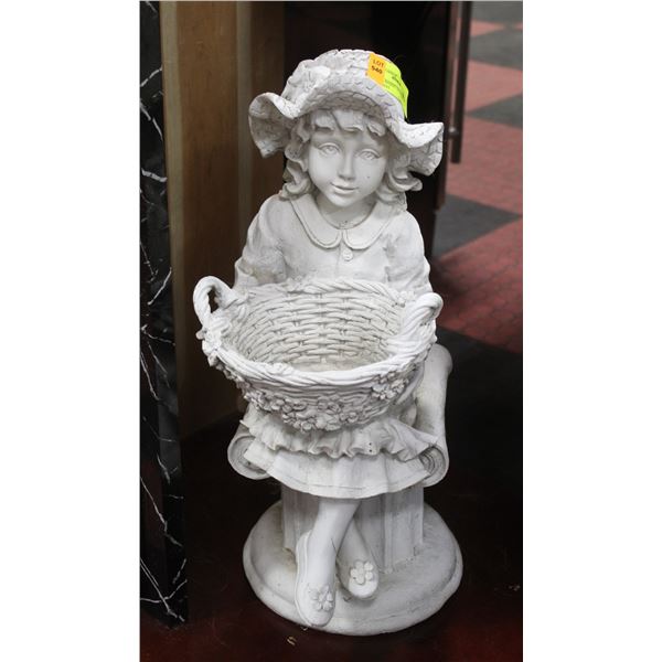 GIRL WITH BASKET OUTDOOR ORNAMENT H-19.5"