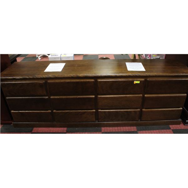 LARGE WOODEN 12 DRAWER DRESSER L-96" H-32" W-21"