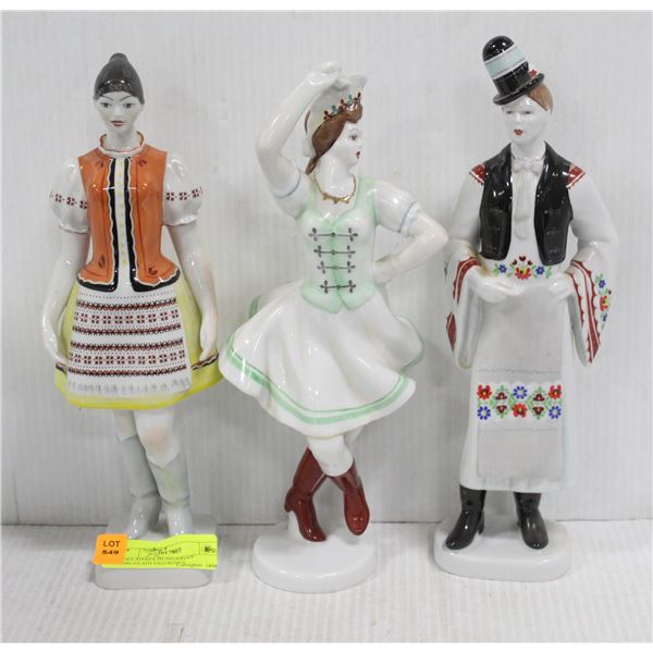 HOLLAHAZA HUNGARIAN PORCELAIN 12" TALL FIGURINES