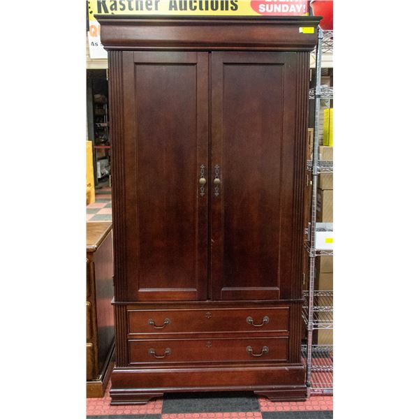 6FT WOOD TV ARMOIRE WITH 2 DRAWERS