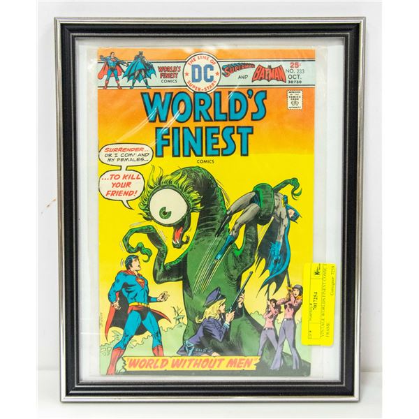 VINTAGE WORLDS FINEST COMIC IN FRAME