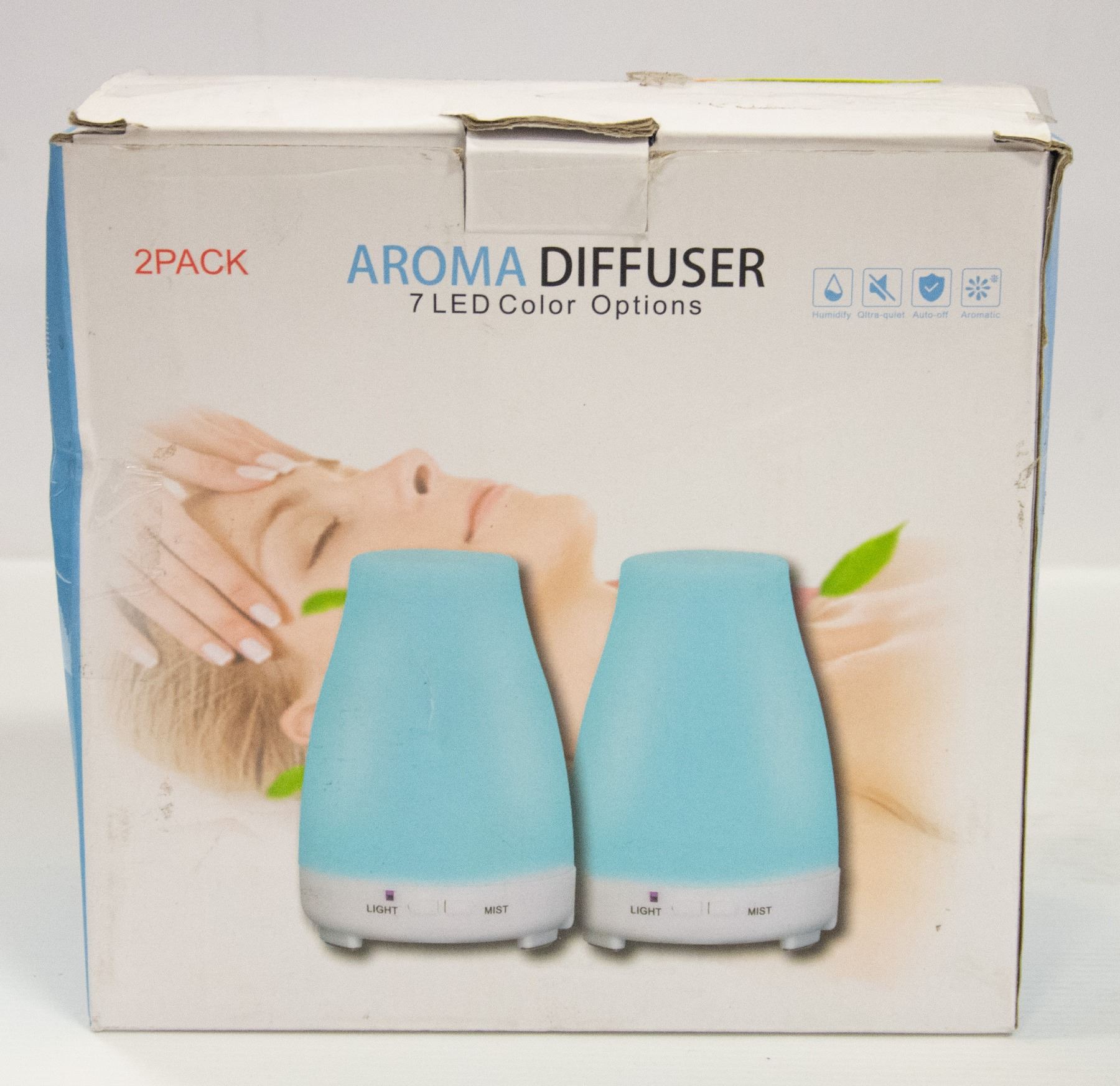 2 PACK OF AROMA DIFFUSERS WITH 7 LED COLOR OPTIONS