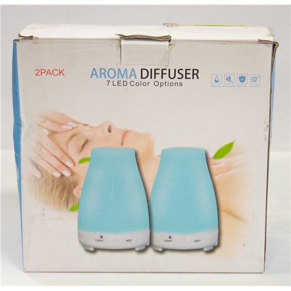2 PACK OF AROMA DIFFUSERS WITH 7 LED COLOR OPTIONS