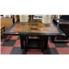 Image 1 : LARGE WOOD AND TILE TOP KITCHEN TABLE