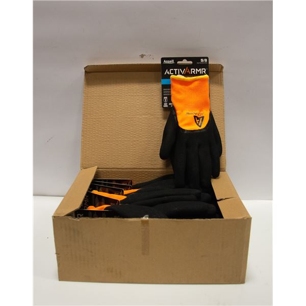 BOX OF 6 ANSELL SIZE 8 COLD WEATHER HI-VIZ WORK