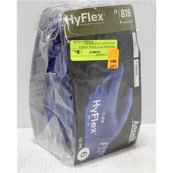 NEW SEALED 12 PACK ANSELL HYFLEX MULTI-PURPOSE