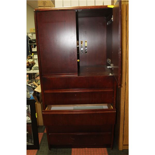 WOODEN 5 DRAWER TWO DOOR CABINET H-72" W-24"