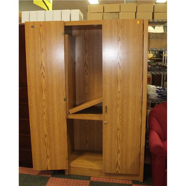 OAK TONE TWO DOOR CABINET H-72" W-18.5" L-37"