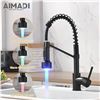 Image 2 : NEW AIMADI LED MATTE BLACK KITCHEN FAUCET WITH