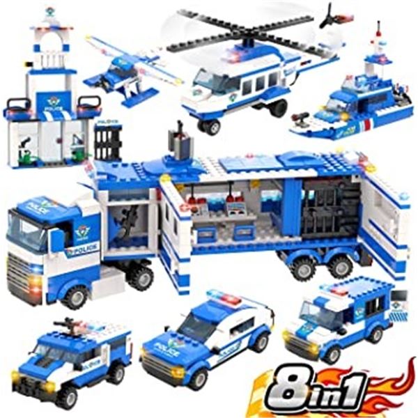 NEW 8 IN 1 KIDS CITY POLICE SERIES BUILDING SET