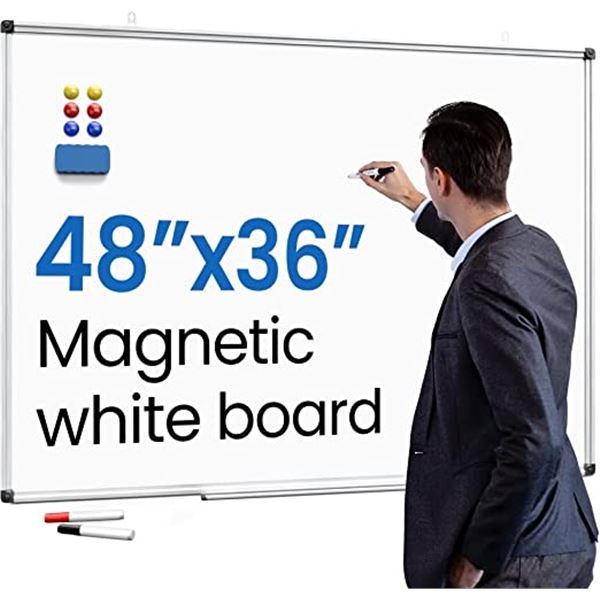 NEW REPACK 48 X 36" MAGNETIC DRY ERASE WHITE BOARD