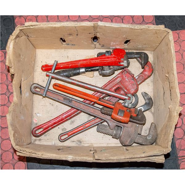 BOX OF PIPE WRENCHES