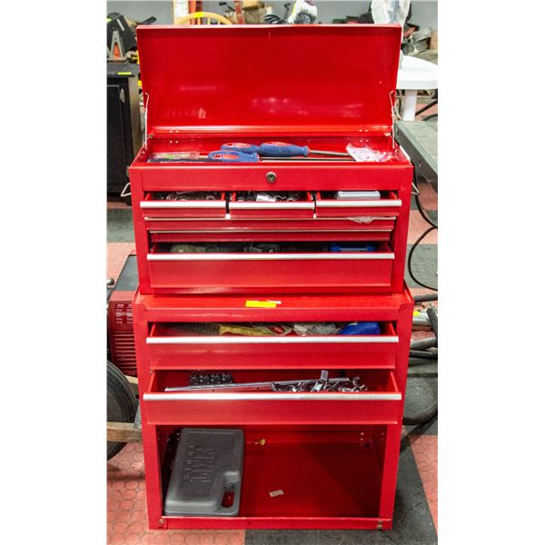 2 PC RED TOOL CHEST WITH CONTENTS