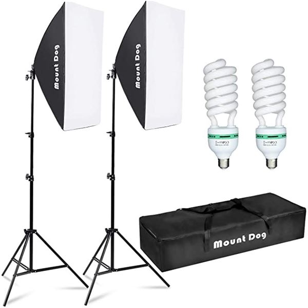 NEW MOUNTDOG SOFTBOX DUAL LIGHTING KIT WITH BULBS