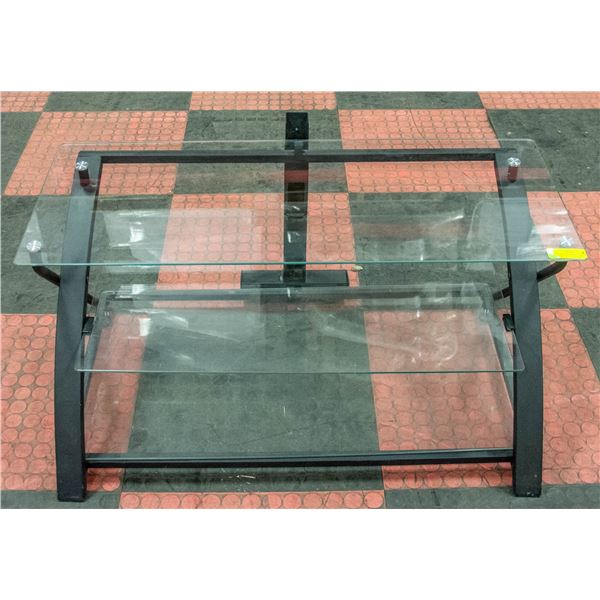 GLASS AND METAL TV STAND 38" X 22" X 18"