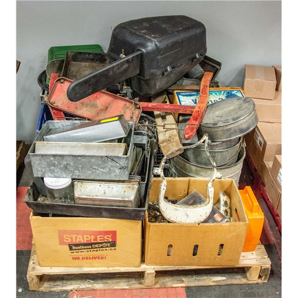 PALLET OF ESTATE: INCLUDES ANTIQUE TOOLS AND MORE