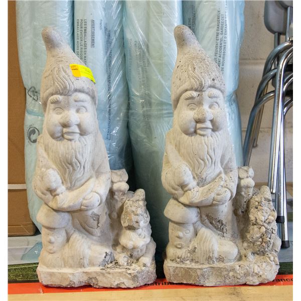 PAIR OF CONCRETE LAWN GNOMES