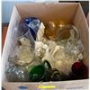 Image 1 : VINTAGE GLASSWARE- BOX LOT OF 14 PIECES