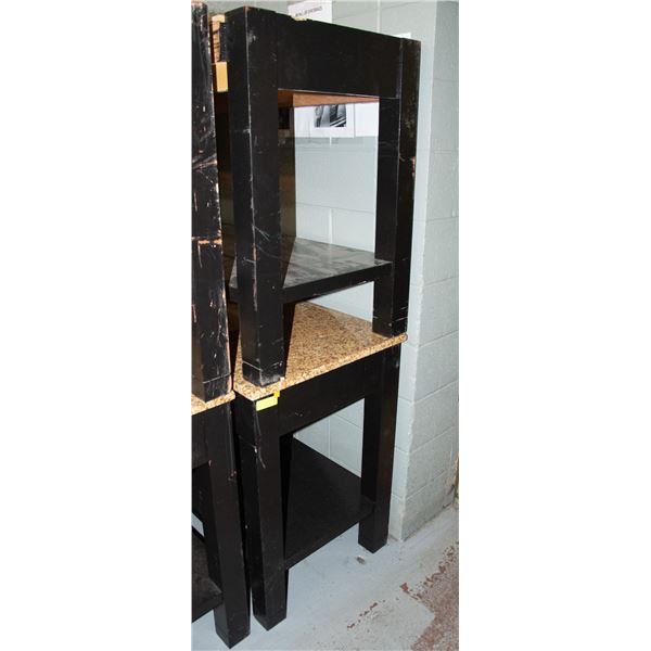 TWO 4' VANITIES W/ UNDERSHELF & SINGLE GRANITE TOP