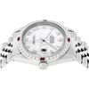 Image 9 : Rolex Mens Stainless Steel Silver MOP Roman 36MM Diamond & Ruby Datejust Wristwa