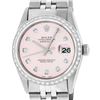 Image 2 : Rolex Mens Stainless Steel Pink Diamond Datejust Wristwatch
