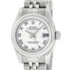 Image 2 : Rolex Ladies Stainless Steel White Roman Quickset Datejust 26MM Wristwatch