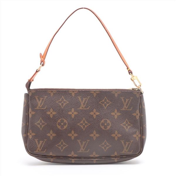 Louis Vuitton Brown Monogram Canvas Leather Pochette Accessories Shoulder Bag