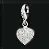 Image 2 : 14K White Gold 0.25 ctw Diamond Puffed Heart Dangle Charm Pendant w/ Lobster Cla