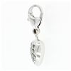 Image 4 : 14K White Gold 0.25 ctw Diamond Puffed Heart Dangle Charm Pendant w/ Lobster Cla