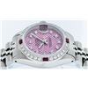 Image 3 : Rolex Ladies Stainless Steel Pink Stamp Diamond & Ruby Datejust Wristwatch