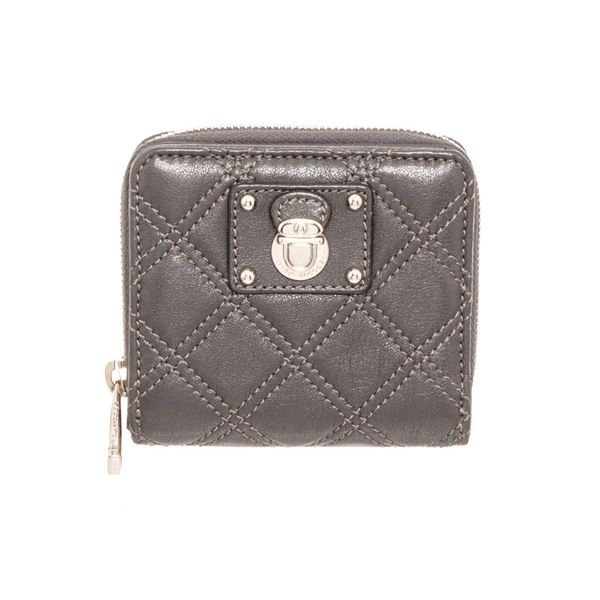 Marc Jacobs Grey Quilted Leather Compact Zippy Wallet