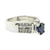 Image 1 : 2.17 ctw Oval Brilliant Blue Sapphire And Diamond Ring - 14KT White Gold