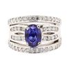 Image 2 : 3.61 ctw Blue Sapphire And Diamond Ring - 18KT White Gold