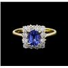 Image 2 : 1.00 ctw Sapphire and Diamond Ring - 14KT White Gold