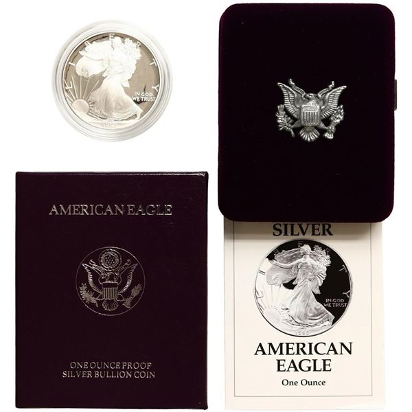 1992-S $1 American Silver Eagle Dollar Proof Coin w/Case & COA