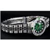 Image 4 : Rolex Ladies Stainless Steel 26MM Green Vignette Diamond Datejust Wristwatch