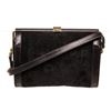 Image 1 : Gucci Black Suede Leather Vintage Clasp Shoulder Bag
